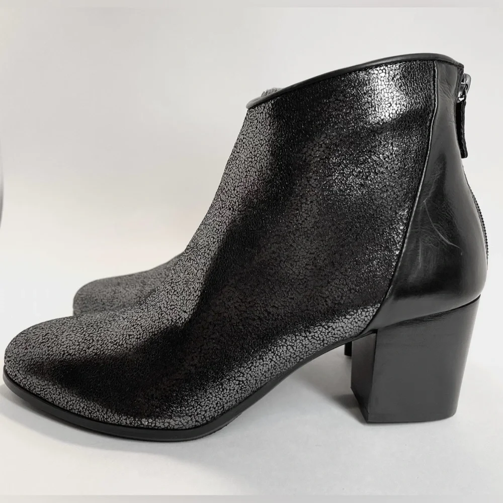 NWOT Homers Artisan Metallic Leather Ankle Boots Size 12M‎ (EU 43) Made in Spain